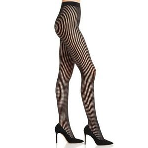 DKNY Vertical Stripe Luxury Net Tights Size Medium/Tall Black